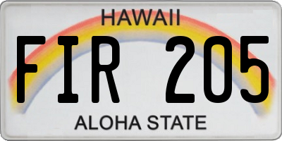 HI license plate FIR205
