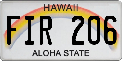 HI license plate FIR206