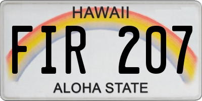 HI license plate FIR207