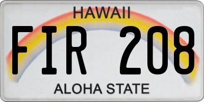 HI license plate FIR208