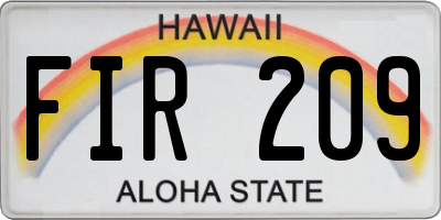 HI license plate FIR209