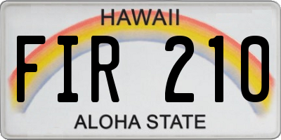 HI license plate FIR210