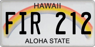 HI license plate FIR212