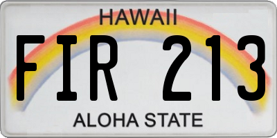 HI license plate FIR213