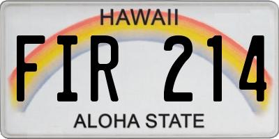HI license plate FIR214