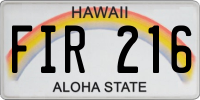 HI license plate FIR216