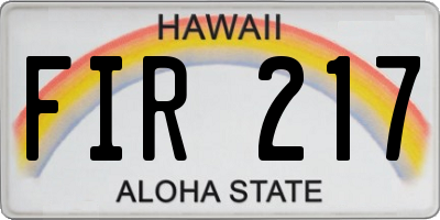 HI license plate FIR217