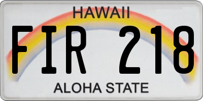 HI license plate FIR218