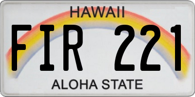 HI license plate FIR221