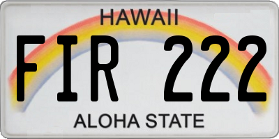 HI license plate FIR222