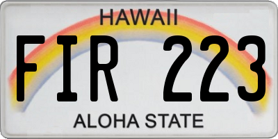 HI license plate FIR223