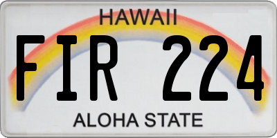HI license plate FIR224