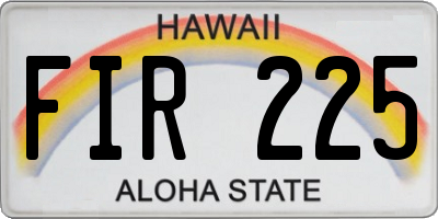 HI license plate FIR225