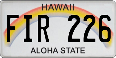 HI license plate FIR226