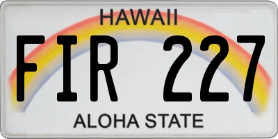 HI license plate FIR227