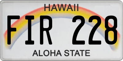 HI license plate FIR228