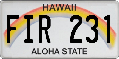 HI license plate FIR231