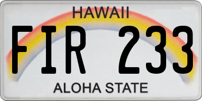 HI license plate FIR233