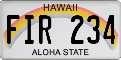HI license plate FIR234