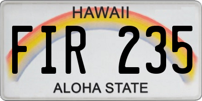 HI license plate FIR235