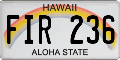 HI license plate FIR236
