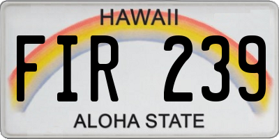 HI license plate FIR239