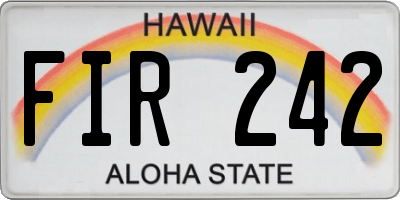HI license plate FIR242