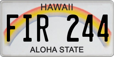 HI license plate FIR244