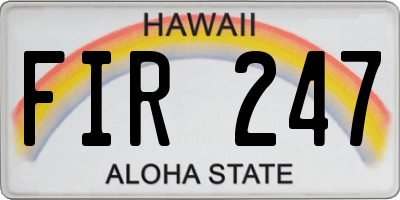 HI license plate FIR247