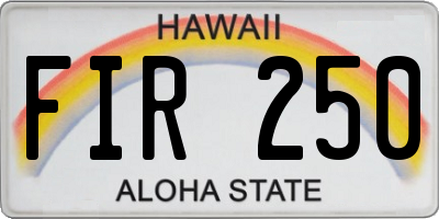 HI license plate FIR250