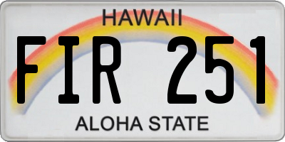 HI license plate FIR251