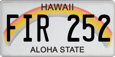 HI license plate FIR252