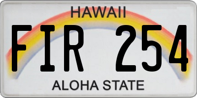 HI license plate FIR254