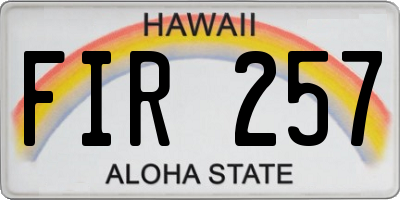 HI license plate FIR257