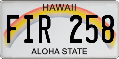 HI license plate FIR258