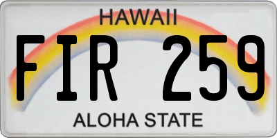 HI license plate FIR259