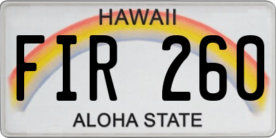HI license plate FIR260
