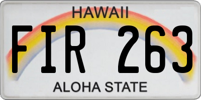 HI license plate FIR263