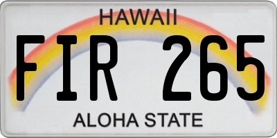 HI license plate FIR265