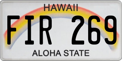 HI license plate FIR269
