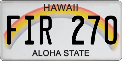 HI license plate FIR270