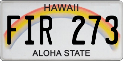 HI license plate FIR273