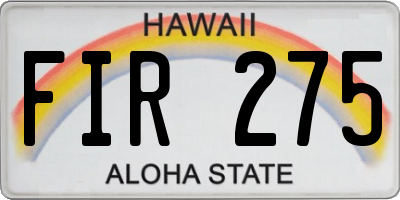 HI license plate FIR275