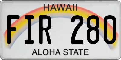 HI license plate FIR280