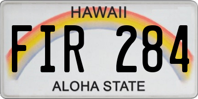 HI license plate FIR284
