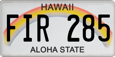 HI license plate FIR285