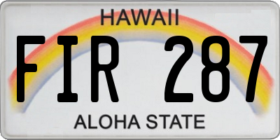HI license plate FIR287