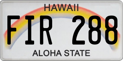 HI license plate FIR288
