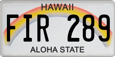 HI license plate FIR289