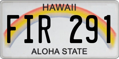 HI license plate FIR291
